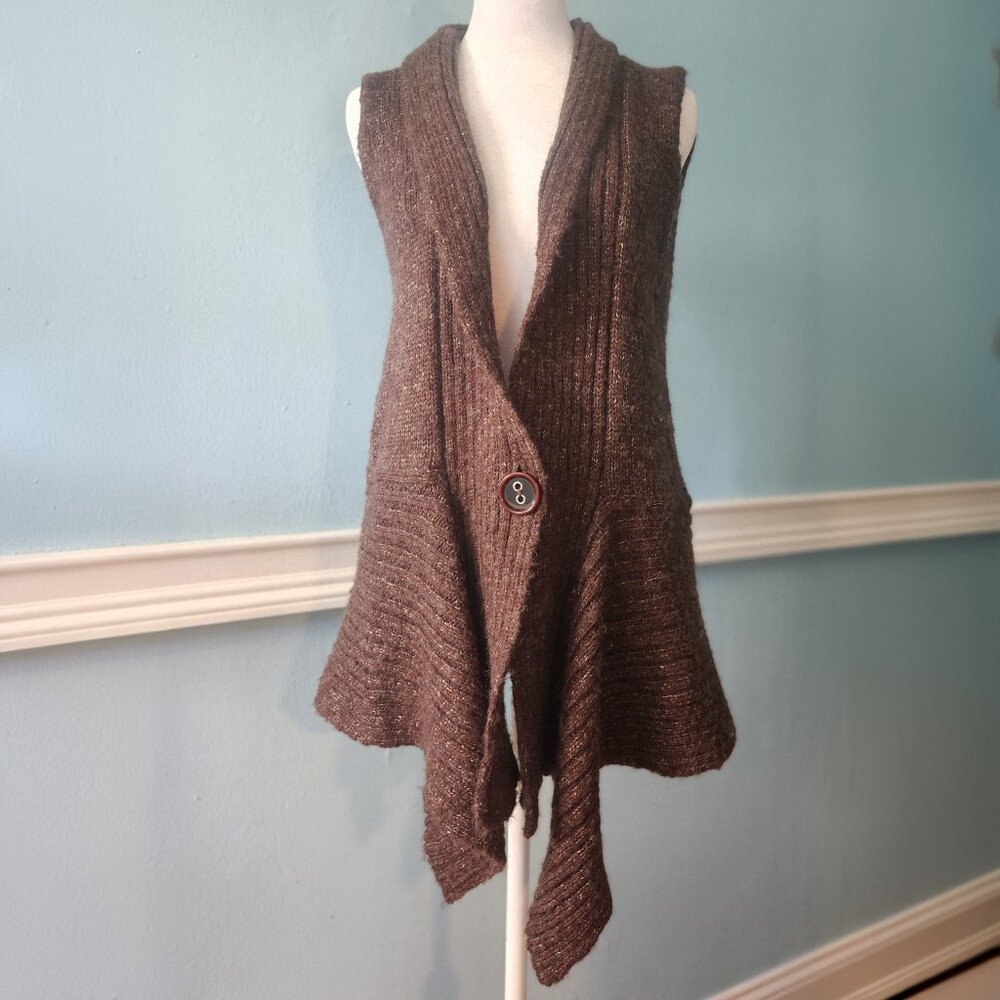 Alberto Makali Womens Sz L Tunic Sweater Knit Vest Marbled Brown